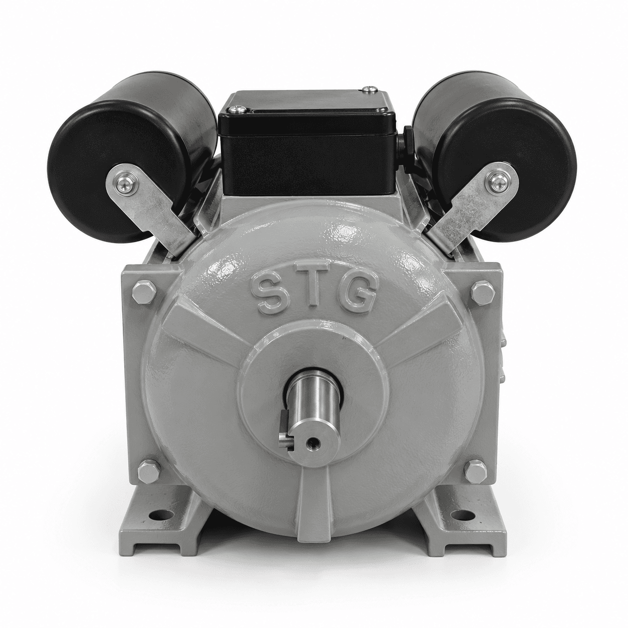 Motor el�ctrico STG de 3 HP, vista posterior con caja de bornes y tapa del ventilador